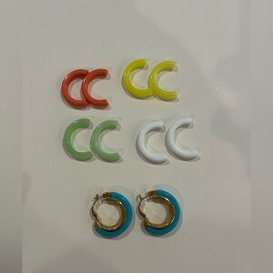 Vintage Trifari Crown Interchangeable Hoop Earrings For Pierced Ears Signed!